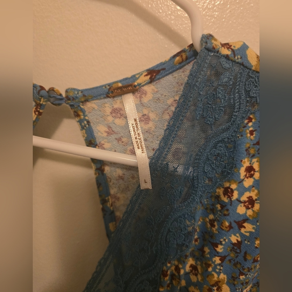 Free People Sweet Talker Mini Dress Floral Blue Large - Picture 3 of 7